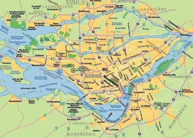 Карта аэропортов Монреаля