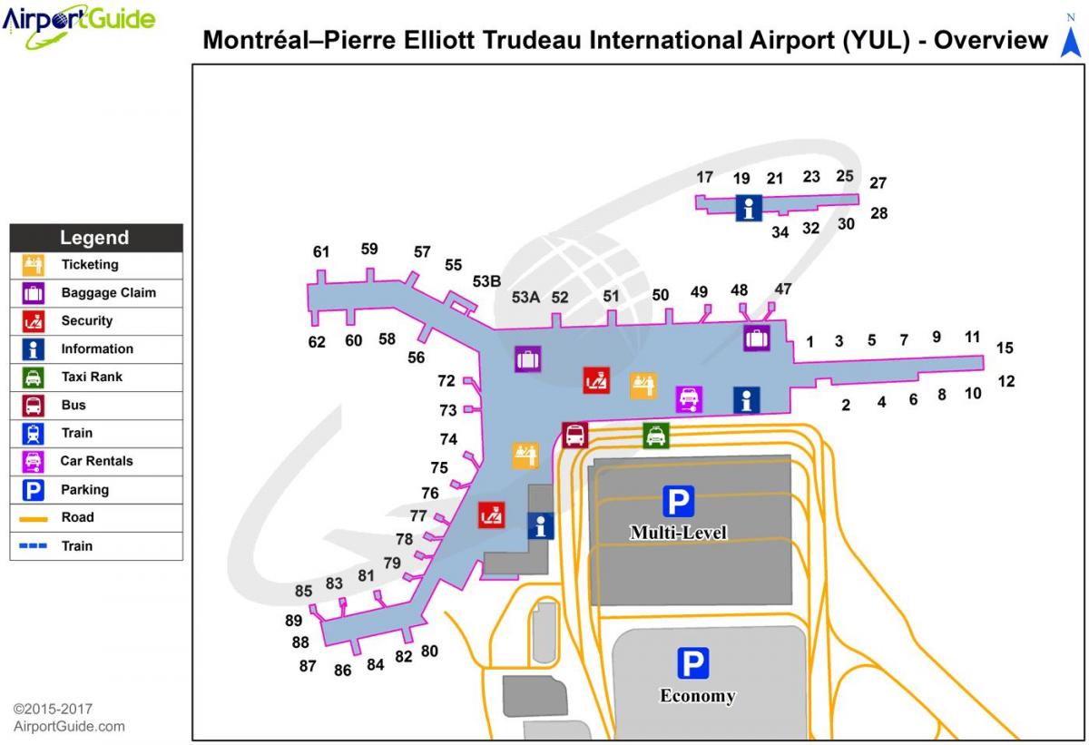 Карта терминалов аэропорта Монреаля