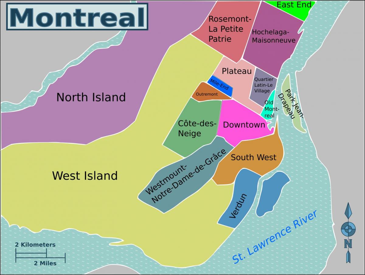 Карта района Монреаля