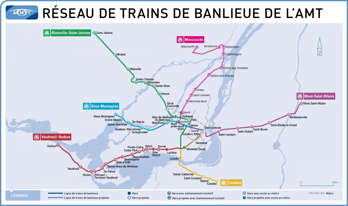 Карта железнодорожных станций Монреаля